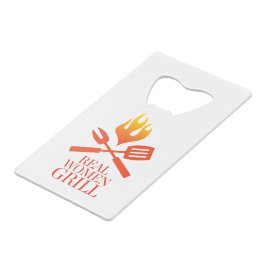 Real Women Grill Creditkaart Flessenopener (Voorkant Gekanteld)