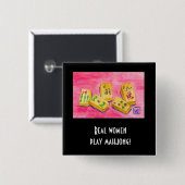 Real Women Play Mahjong Vierkante Button 5,1 Cm (Voorkant /achterkant)