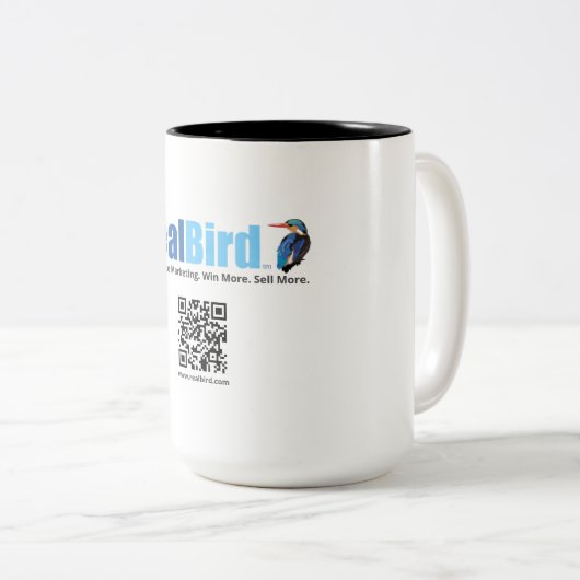 RealBird Merch - Tweekleurige Koffiemok (Voorkant rechts)