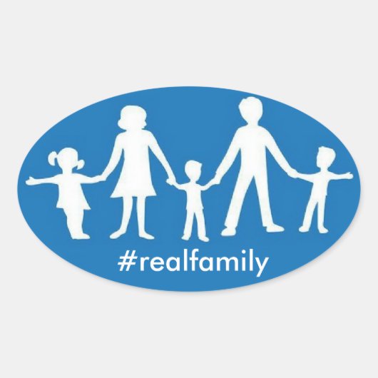 #realfamily Oval Sticker met traditionele waarden (Voorkant)
