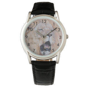 realist schilderij van big cat roaring lion van wi horloge