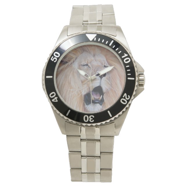 realist schilderij van big cat roaring lion van wi horloge (Voorkant)