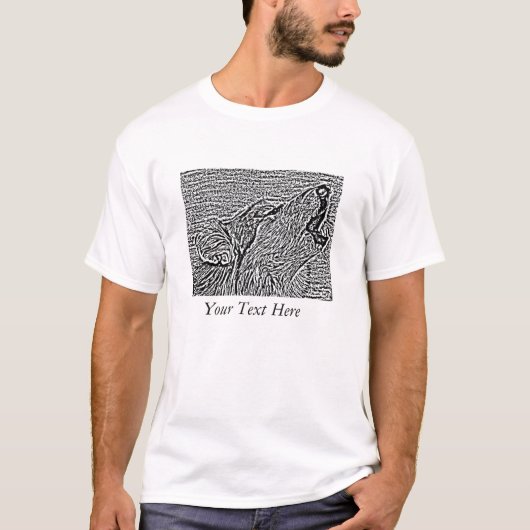 Realist Wildlife schilderij van huilende wolf T-shirt (Voorkant)