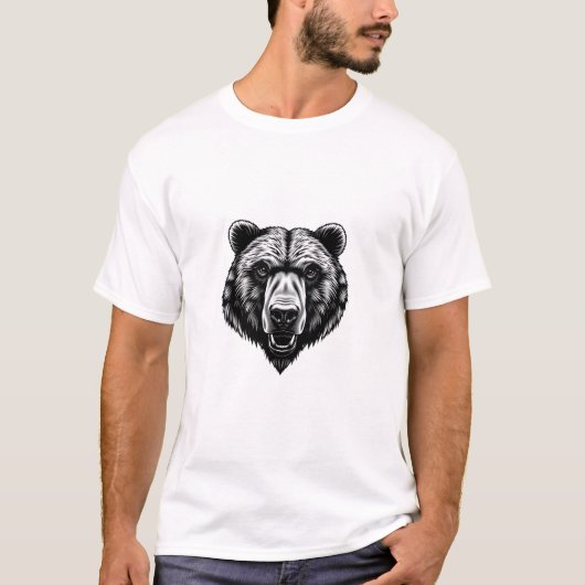 Realistic Beer Head T-shirt - Zwart & Wit (Voorkant)