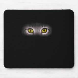 Realistic Cat Eyes Kat Feline Graphic Art Zwart Muismat