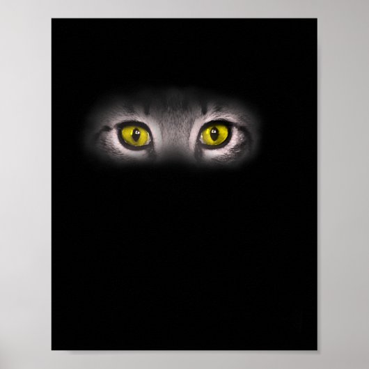 Realistic Cat Eyes Kat Feline Graphic Art Zwart Poster (Voorkant)