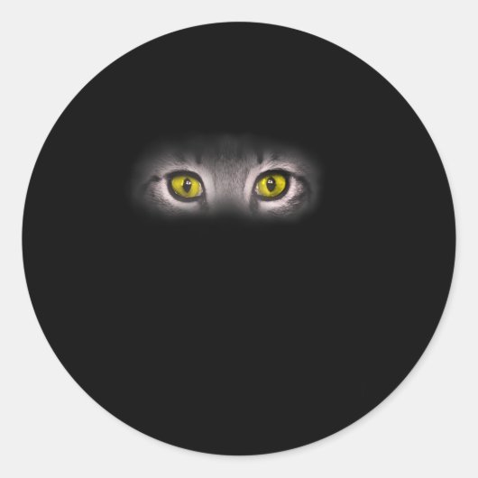 Realistic Cat Eyes Kat Feline Graphic Art Zwart Ronde Sticker (Voorkant)