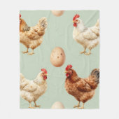 Realistic Chickens Farm Fresh Eggs Pattern Fleece Deken (Voorkant)