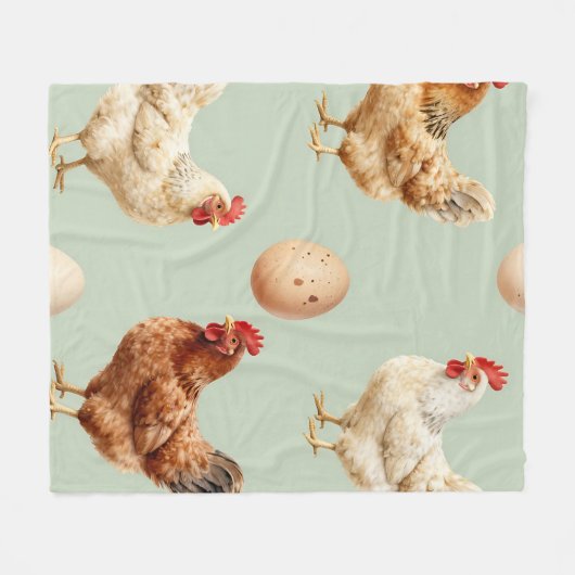 Realistic Chickens Farm Fresh Eggs Pattern Fleece Deken (Voorkant (Horizontaal))