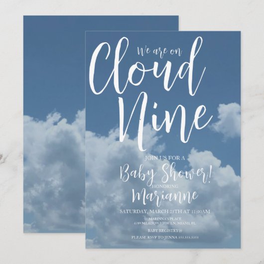 Realistic Clouds Cloud Nine Baby Shower   Kaart (Voorkant / Achterkant)