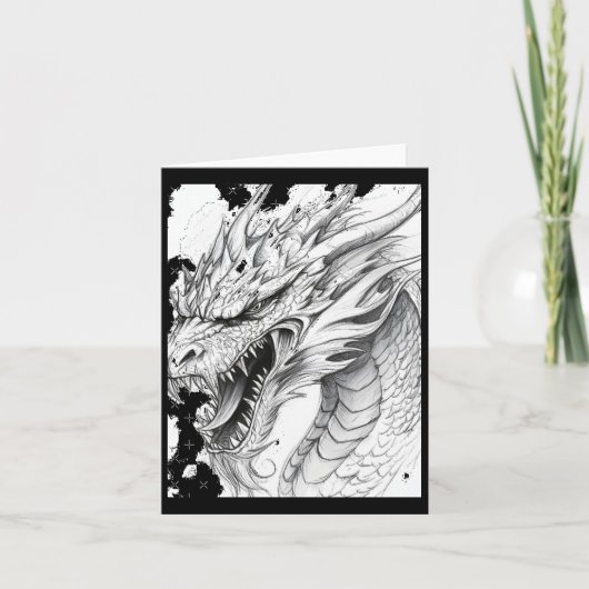 Realistic Dragon Drawing Sticker Kaart (Voorkant)
