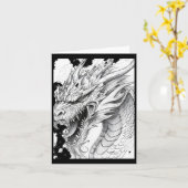 Realistic Dragon Drawing Sticker Kaart (Gele Bloem)