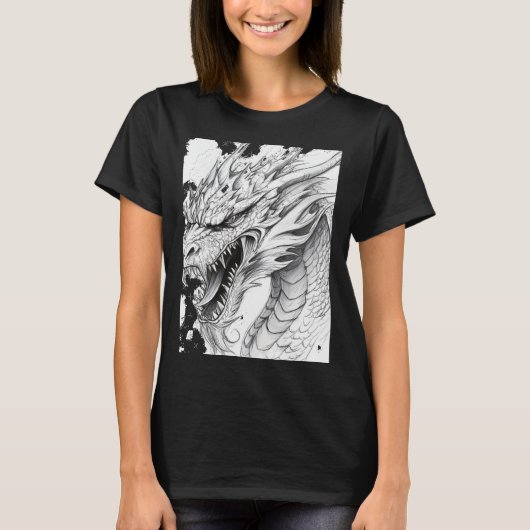 Realistic Dragon Drawing Sticker  T-shirt (Voorkant)