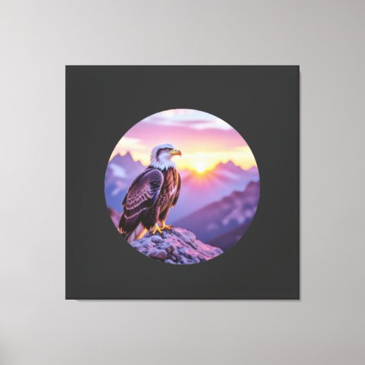 Realistic Eagle on Rock – Majestic Wildlife Scene Canvas Afdruk (Voorkant)