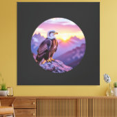 Realistic Eagle on Rock – Majestic Wildlife Scene Canvas Afdruk (Insitu (Woonkamer))
