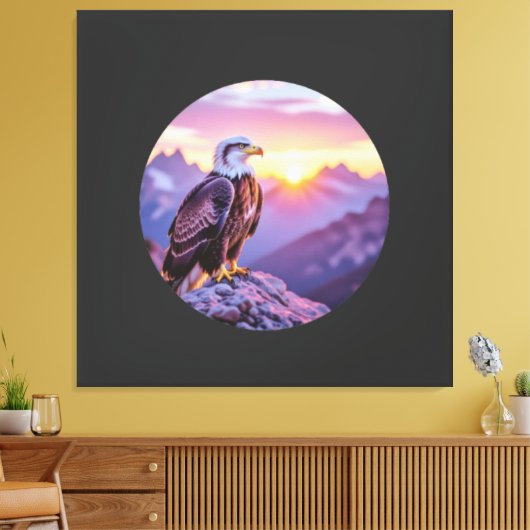 Realistic Eagle on Rock – Majestic Wildlife Scene Canvas Afdruk (Insitu (Woonkamer))