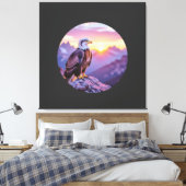 Realistic Eagle on Rock – Majestic Wildlife Scene Canvas Afdruk (Insitu (Slaapkamer))