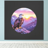 Realistic Eagle on Rock – Majestic Wildlife Scene Canvas Afdruk (Insitu (Houten vloer))