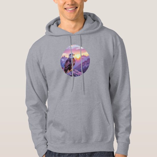 Realistic Eagle on Rock – Majestic Wildlife Scene Hoodie (Voorkant)