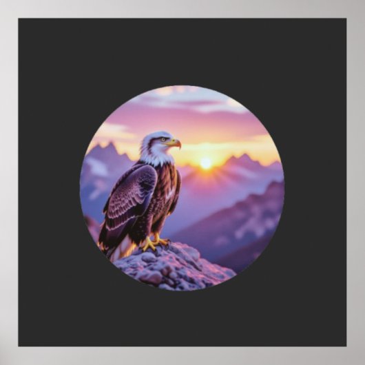 Realistic Eagle on Rock – Majestic Wildlife Scene Poster (Voorkant)