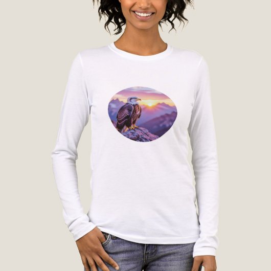 Realistic Eagle on Rock – Majestic Wildlife Scene Tri-Blend Shirt (Voorkant volledig)