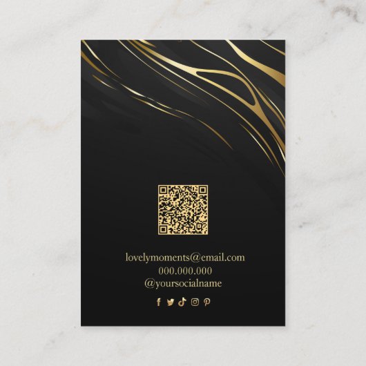 Realistic elegant Black Gold Hair Earring Display Visitekaartje (Achterkant)