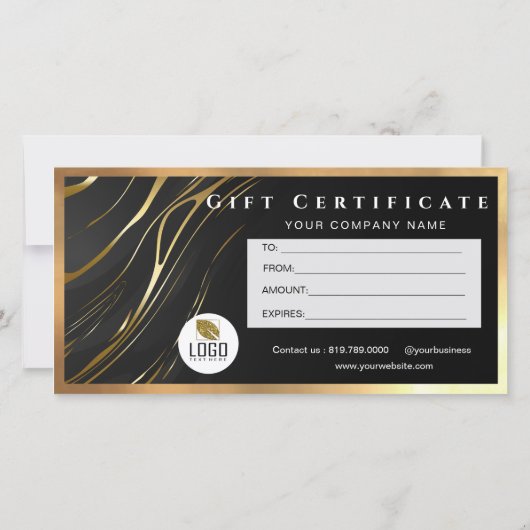 Realistic elegant Black Gold Hair Gift Certificate (Achterkant)