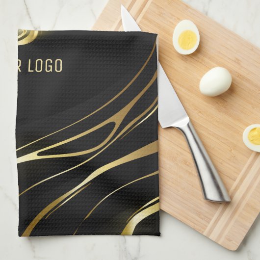 Realistic elegant Black Gold Hair Style Theedoek (Quarter Fold)