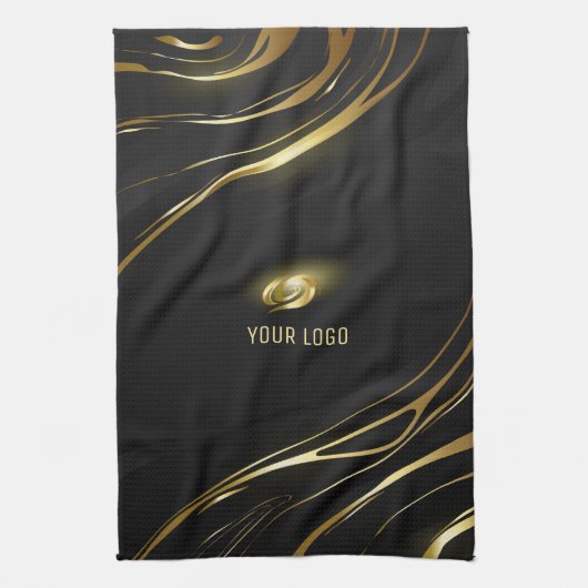 Realistic elegant Black Gold Hair Style Theedoek (Verticaal)