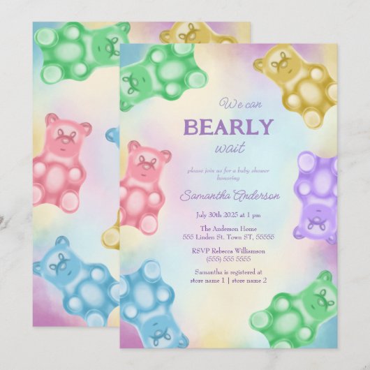Realistic Gummy Beer Baby shower Party Invitation Feestdagenkaart (Voorkant / Achterkant)