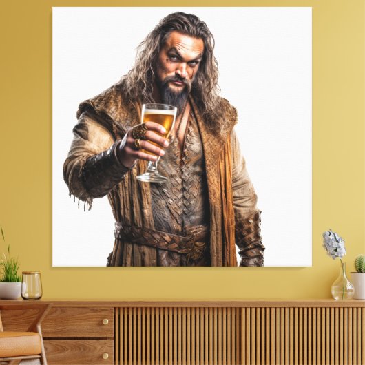 Realistic illustration of Jason Momoa Canvas Afdruk (Insitu (Woonkamer))