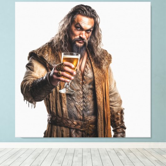 Realistic illustration of Jason Momoa Canvas Afdruk (Insitu (Houten vloer))