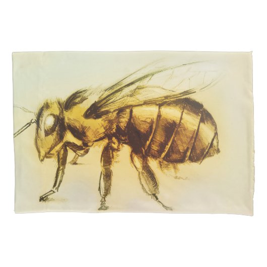 Realistic Insect Sketch, Yellow Hornet, Bee, Wasp. Kussensloop (Voorkant)