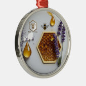 Realistic Lavender Honeycomb Bee Natural Premium Metalen Ornament (Rechts)