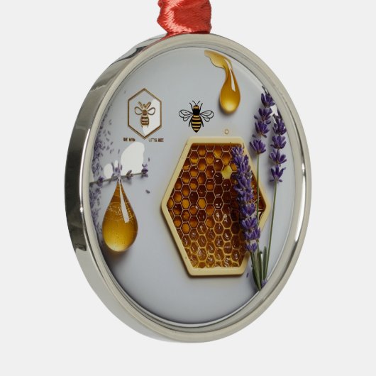 Realistic Lavender Honeycomb Bee Natural Premium Metalen Ornament (Rechts)