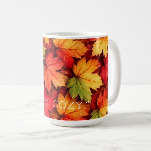 Realistic Maple Leaf Personalized Quote Autumn Mug Koffiemok (Voorkant rechts)