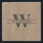 Realistic medium Wood Grain Monogram Wedding Stenen Onderzetter<br><div class="desc">Realistic medium Wood Grain Monogram Wedding</div>