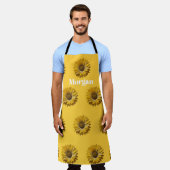 Realistic Minimal Sunflower Pattern Custom Apron Schort (Gedragen)