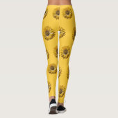 Realistic Minimal Sunflower Pattern Leggings (Achterkant)