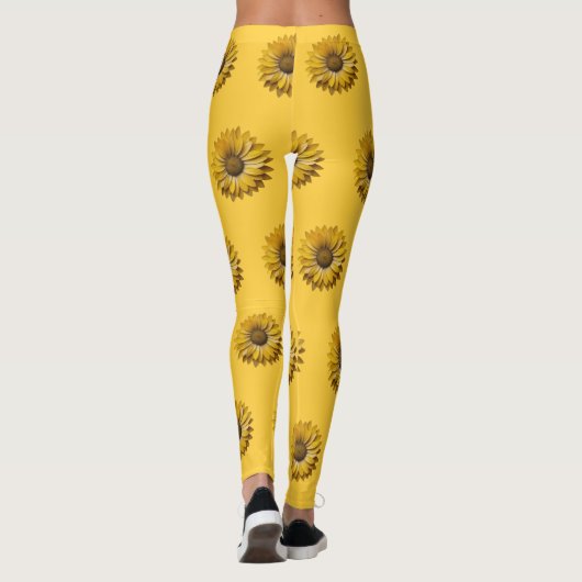 Realistic Minimal Sunflower Pattern Leggings (Achterkant)