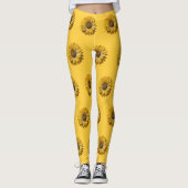 Realistic Minimal Sunflower Pattern Leggings (Voorkant)
