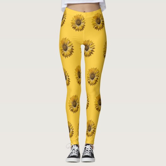 Realistic Minimal Sunflower Pattern Leggings (Voorkant)