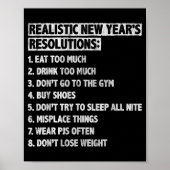 Realistic New Year's Resolutions Sayings Quote Fun Poster (Voorkant)