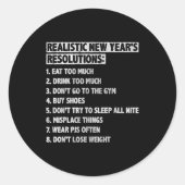 Realistic New Year's Resolutions Sayings Quote Fun Ronde Sticker (Voorkant)