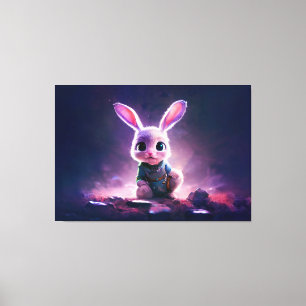 Realistic oil painting of a cute bunny canvas afdruk