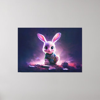 Realistic oil painting of a cute bunny canvas afdruk