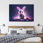 Realistic oil painting of a cute bunny canvas afdruk (Insitu (Slaapkamer))