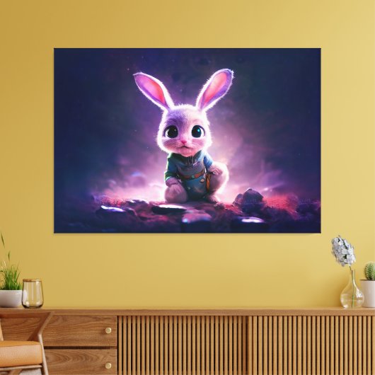 Realistic oil painting of a cute bunny canvas afdruk (Insitu (Woonkamer))
