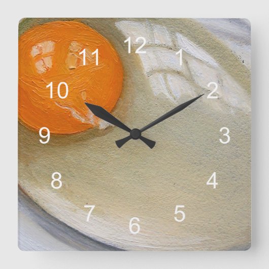 Realistic Painting of Raw Egg: Breakfast Time Vierkante Klok (Voorkant)