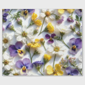 Realistic Pressed Flower Spring Gift Wrap Cadeaupapier (Vlak)